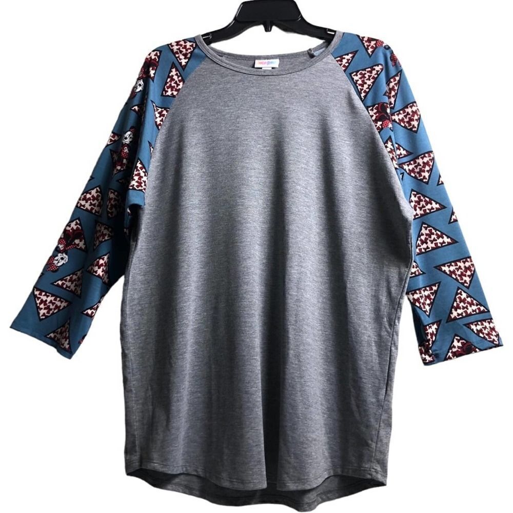 LuLaRoe Disney Gray Blue Minnie Top